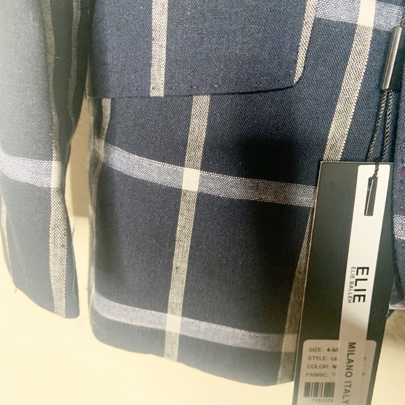 Boys Navy Plaid blazer size 4/5 - Picture 4 of 8